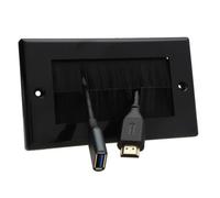 Kenable Cable Entry Exit Brush Faceplate For Wall Outlet Uk Double Gang Black