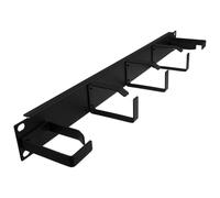 kenable Cable Management Bar 1U 19 Inch Rack Mount with 5 Plastic Rings Vertical Horizontal Data Cabinet Black