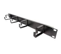 kenable Cable Management Bar 1U Horizontal Ring Panel for 19 Inch Server Rack Data Cabinet Network | 4 Metal Rings | Black 1U