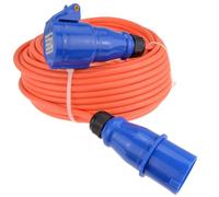 kenable Caravan Mains Hook Up Cable 16A 3 Pin CEE Extension Lead 1.5mm² IP44 Rated Outdoor Electric Power Cable Orange 25m