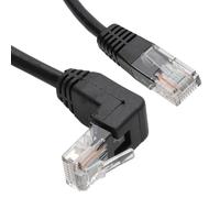 Cat5e Copper RJ45 Straight to Right Angle Plug UP Ethernet Network Cable 2m - Black