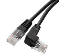 kenable Cat5e Ethernet Cable Straight to Right Angle RJ45 Network Patch Lead Full Copper 26AWG UTP 1m Black