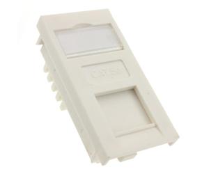 kenable CAT5e RJ45 Ethernet Module Euro Faceplate Insert with Name Plate White | IDC Punch Down Keystone Network Socket for Solid Core Cable