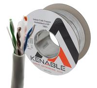 kenable Cat6 Ethernet Cable Reel 100m Grey | 23AWG Solid Copper UTP Network Cable | Indoor PVC | Fluke Tested | CPR Ec RJ45 LAN Cable Box