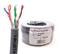 kenable Cat6 Ethernet Cable Reel 50m Grey | 23AWG Pure Copper UTP Network Cable | Indoor Gigabit LAN Cable | PVC Grey 50 Metre