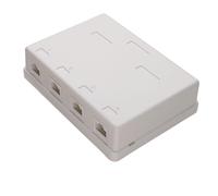 kenable CAT6 Surface Mount Wall Plate Tool-Less 4 Port RJ45 Ethernet Socket White