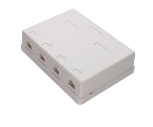 kenable CAT6 Surface Mount Wall Plate Tool-Less 4 Port RJ45 Ethernet Socket White
