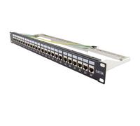 Kenable Cat6A Shielded Patch Panel 24 Port Rj45 10 Gigabit 1U 19 Inch Rack Mountable Pre Loaded Modules With Earthing Wire For Hig