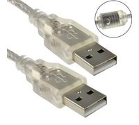 kenable CLEAR USB 2.0 Hi Speed A Plug to A Plug Cable Lead 24AWG Ferrite 1.5m