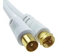kenable Coaxial F Type Connector Male to RF TV Aerial Male Plug Cable White 5m Gold