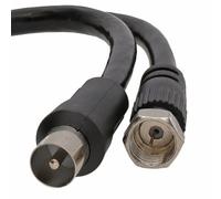 kenable Coaxial Satellite to TV Aerial Cable F Type Plug to RF Connector RG59 75 Ohm 1m Black