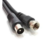 kenable Coaxial Satellite to TV Aerial Cable F Type Plug to RF Fly Lead RG59 75 Ohm 20m Black