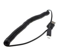 Kenable Coiled Shielded Micro B Data And Charging Cable Usb 2.0 Black 1.8M
