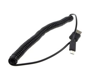 Kenable Coiled Shielded Micro B Data And Charging Cable Usb 2.0 Black 1.8M