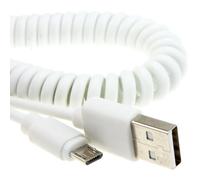 kenable Coiled Shielded Micro USB Cable USB 2.0 Data Sync and Charging Lead White 1.8m
