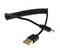 kenable Coiled Shielded USB 2.0 Type C Data 22 AWG Cable BLACK 1m GOLD [1 metres]