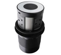 kenable Desk Power Pop-Up 4 Fused UK Sockets 2x USB-A 2x USB-C Qi Wireless Charger Black