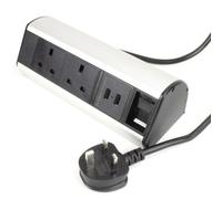 Kenable Desktop Bench Table Mountable Pdu 2 X Uk Sockets & 2 X Usb And Rj45 Port