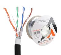 kenable Direct Burial CAT6A Outdoor Ethernet Cable Reel | Copper Gel-Filled Waterproof Network Cable | 10Gbps High Speed External LAN Cable | Black 100m