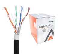 kenable Direct Burial CAT6A Outdoor Ethernet Cable Reel - Gel Filled Copper Network Cable for External Underground Installation - 10Gbps - 305m Black