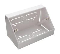kenable Double Gang Angled Back Box for Desk/Corner Mount 146mm x 85mm Faceplates White Flame Retardant ABS