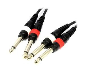 kenable Dual 6.35mm Mono Jack to Jack Cable Shielded Audio Lead for Mixers Amplifiers 1.5m Black