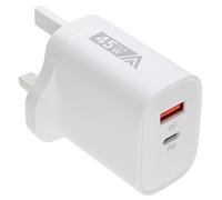 Kenable Dual Port 45W GaN USB C + USB A Fast Charger Plug with PD and QC for Apple MacBook Neo Air, iPhone 17 16 15, iPad Air Pro, Pixel 10 9 8 XL, Galaxy Fold S25 S24 A56 A26 - White