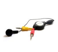 kenable Ear Piece with Microphone to 2 x 3.5mm Jacks Retractable Cable 1m [1 metres]