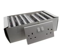 Kenable Electrical Uk Mains Socket Double 2 Gang Outlet Single Pole 13A White (10 Pack)
