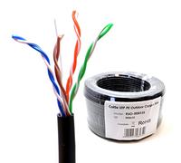 kenable External CAT5e Outdoor Ethernet Cable Full Copper 24AWG UTP Reel UV Resistant Waterproof PE Sheath 50m Black