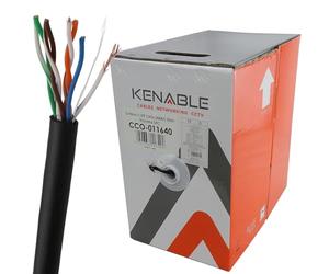 kenable External CAT5e Outdoor Ethernet Cable Reel 305m Black - Stranded Copper UTP Waterproof UV Resistant for CCTV POE Networking Burial 24AWG 305 Metre
