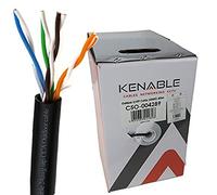 kenable External CAT5e Outdoor Ethernet Network Cable Reel Solid UTP CCA UV Resistant Waterproof 305m Black