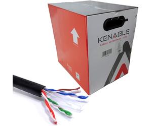 kenable External CAT6 Outdoor Network Cable Reel COPPER Ethernet UTP 305m Black UV Resistant Waterproof Burial Grade 23AWG