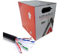 kenable External CAT6 Outdoor Use Full 23AWG OFC Solid COPPER Ethernet Network Cable Reel UTP 305m Black (PE jacket : waterproof and UV resistant)