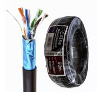 kenable External Shielded CAT5e Outdoor Ethernet Cable F/UTP Copper 24AWG Weatherproof UV Resistant PE Sheath with Drain Wire Gigabit Network Reel 50m
