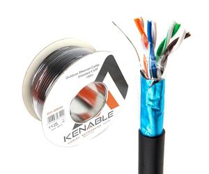 kenable External Shielded CAT5e Outdoor Ethernet Cable Full Copper F/UTP Reel 100m Black