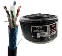kenable External SHIELDED CAT6 Outdoor Use Full OFC 23AWG Solid COPPER Ethernet Cable FTP Reel 50m [50 metres] (PE Jacket for waterpoof and UV Resistant) Foil Shielded with drain wire