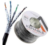 kenable External Shielded CAT6A Ethernet Cable S/FTP Outdoor Copper Network Lead Reel 100m Black