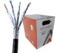 kenable External Shielded CAT6A Outdoor Use Copper Ethernet Cable S/FTP Reel 305m Black [305 metres]