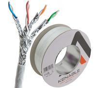 kenable External Shielded CAT6A Outdoor Ethernet Cable S/FTP Full Copper 23AWG Weatherproof UV Resistant Network Lead Reel 50m White