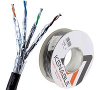 kenable External SHIELDED CAT6A Outdoor Use COPPER Ethernet Cable S/FTP Reel 50m Black