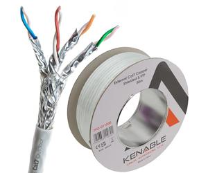 kenable External SHIELDED CAT7 Outdoor Use Pure COPPER Ethernet Cable S/FTP Reel White 50m for 10gig high speed networks