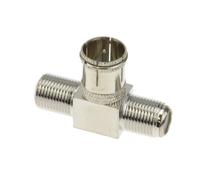 Kenable F Type Push On Male Plug To Twin Female Sockets Adapter Splitter