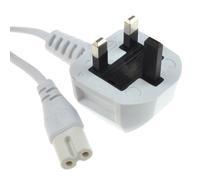 kenable Figure 8 Power Cable UK Plug to C7 Lead for LED or Smart TV White 2m [2 metres]