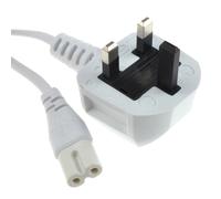 kenable Figure 8 Power Cable UK Plug to C7 Lead for LED or Smart TV White 2m