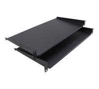 kenable Fixed Cantilever Shelf 1U 250mm Deep Black 19 inch Data Cabinet Rack Mount for Routers CCTV Equipment - Twin Pack