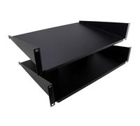 kenable Fixed Cantilever Shelf 2U 350mm Deep Black 19 inch Data Cabinet Rack Twin Pack Universal Mount for Routers CCTV Recorders Network Equipment