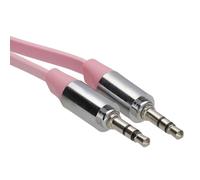 kenable FLAT 3.5mm Jack with METAL Plug Stereo Audio Cable Lead Pink 2m [2 metres]