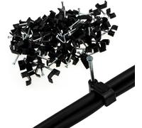 kenable Flat Black Cable Clips for RG59 Shotgun CCTV Coax Cable 10mm Diameter with High Impact Nails Indoor Outdoor Use [100 Pack]