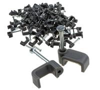 Kenable Flat Grey 10mm Cable Clips For 2.5mm2 Twin & Earth Cables (100 Pack)